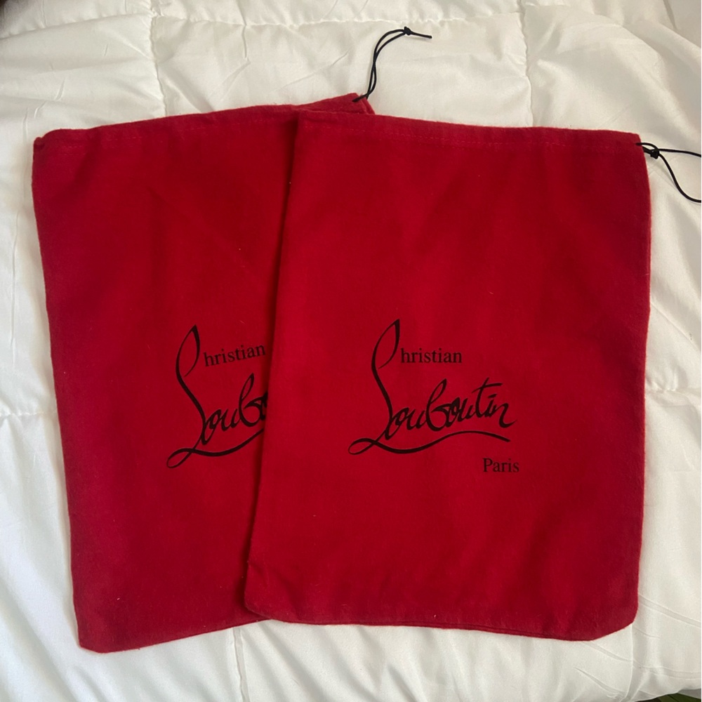 Christian Louboutin Red Dust Bag Pair with Black Logo